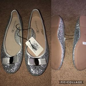 Silver Glitter Ballet Flats - sz 11